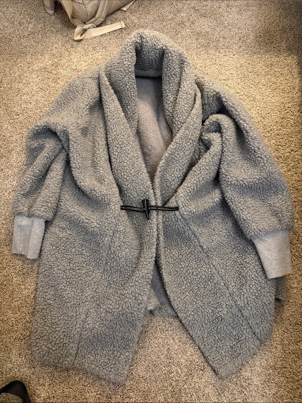 Gray Plush Teddy Coat with Toggle Closure - (has pockets) Women's Jacket & Coat